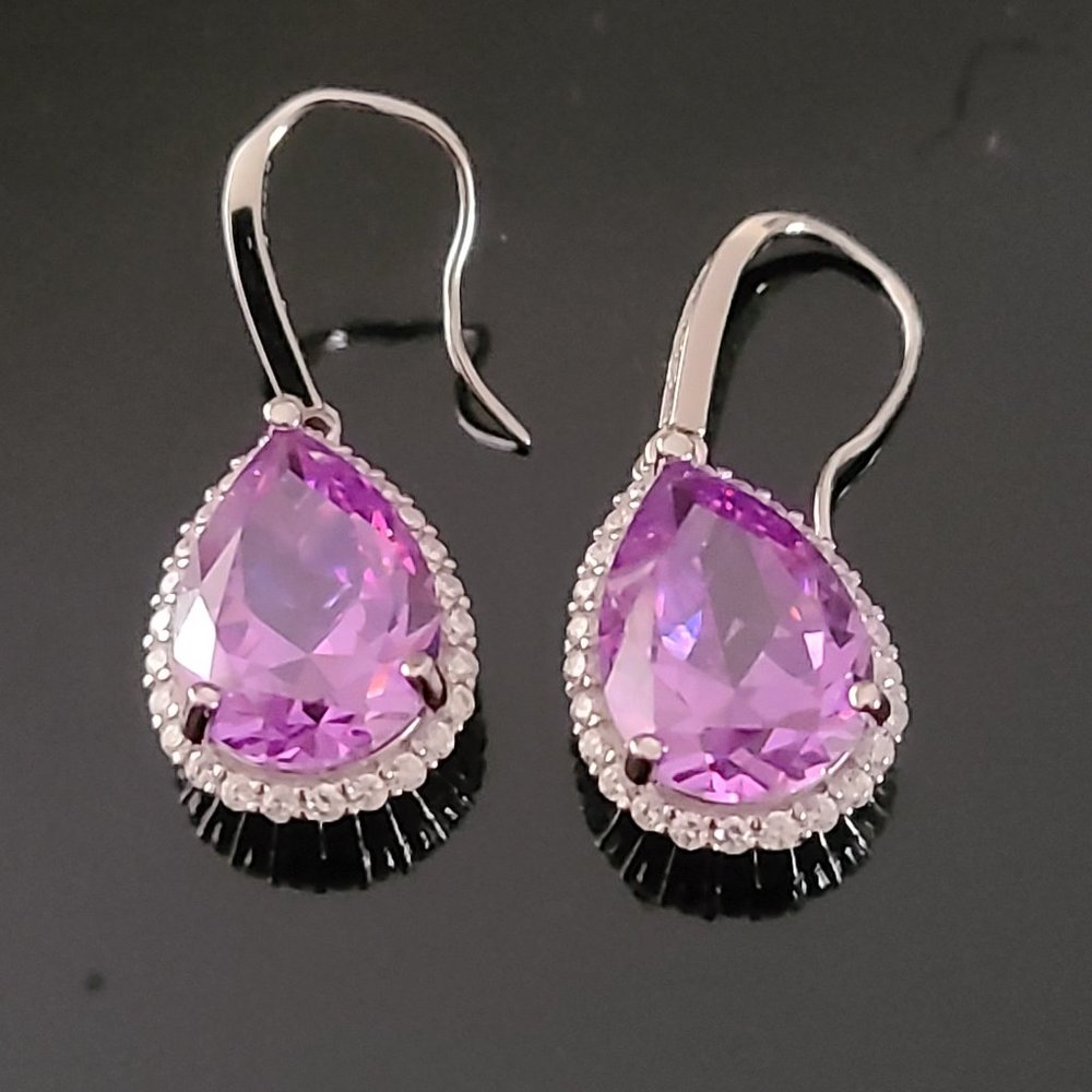Kunzite Earring Sterling Silver-Wedding Earrings-Genuine Stone Earrings